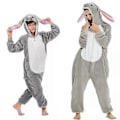 Miniatyrbild 1 av 3: Kanindräkt med stora öron Pyjamas Onesie Kigurumi Jumpsuit Sovkläder Djur Hoodie För Vuxna Barn_xx 105