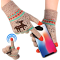 Miniatyrbild 3 av 6: 3 Par Vinterhandskar med Pekskärm för Jul - Textning, Stretchstickade Mekanikerhandskar, Varma Handskar för Kvinnor och Män Multicoloured