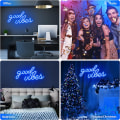 Pikkukuva 5 / 5: Sininen Good Vibes -neonvalo - LED-neonvalot seinäkoristeluun, neonvalot makuuhuoneeseen, neonseinävalot (16,1 x 8,3 tuumaa)