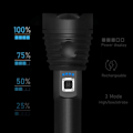 Pikkukuva 5 / 5: LED-taskulamppu, 10000 lumenin XHP90 erittäin kirkas säädettävä zoomattava vedenpitävä taskulamppu, sisältää 2 * 18650 ladattavaa akkua