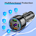 Miniatyrbilde 6 av 7: Port 75W USB Bil Lader Type C Bil Lader Hurtig Lading PD QC3.0 Telefonlader i Bil For iPhone Xiaomi Huawei Samsung black