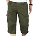 Pikkukuva 1 / 4: Miesten 3/4 pitkät joustovyötäröiset shortsit Cargo Combat kolme neljäsosaa armeijan vihreä_xx Army Green 3XL