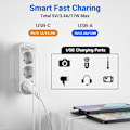 Miniatyrbilde 4 av 5: Strømadapter med 2 USB-ladere, trippel stikkontakt, vegglader, flere stikkontakter, hvit