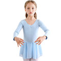 Miniatyrbilde 3 av 6: Jente Ballerina Langarms Leotard Dans Tutu Kjole Blå Blue 110 cm