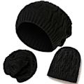 Miniatyrbilde 2 av 2: Uformell Strikket Lue Dame Vinter Myk Varm Strikket Beanie Lue - lager black