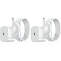 Miniatyrbilde 1 av 3: Hurtiglader 20W for iPhone med 2 meter datakabel + ladehode Hvit 20W - 2 stk todelt sett