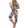 Pikkukuva 2 / 5: Naisten pyjama, lyhythihainen T-paita ja pitkät pyjamahousut Pink XL