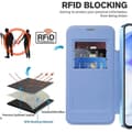 Miniatyrbild 5 av 5: Samsung Galaxy A55 5G Magnetic Case - Leather Card Holder with RFID Blocking, Flip Wallet Case Protective Cover Multicolor Multicolor Blue