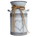 Metall Shabby Chic Blomstervas Rustik Kannvas Vintage Grå Vas 19 cm H