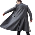 Miniatyrbillede 3 af 5: Herre jakke lang trenchcoat herre Trenchcoat enkeltradet Grå Grey L