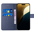 Miniatyrbillede 3 af 4: Fuld etui til iPhone 16 Pro Max - Stødsikker syntetisk læder Flap beskyttelse Blå marine