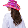 Miniatyrbild 3 av 5: Neon Glitter Cowboyhatt - Rolig Party Disco Cowgirl Hatt Blue