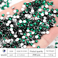 Miniatyrbillede 2 af 5: Krystalglas Hotfix Strass, til Kunsthåndværk Tøj Kostumer Sko Smykker, Runde Glas Perler dark green