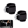 Miniatyrbilde 1 av 5: Fotstropper kabeltrekk med D-ringer, polstrede ankelstropper, gym, 2 stk