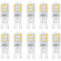 Miniatyrbillede 1 af 5: 10 x G9 3W LED pærer, svarende til 33W halogenpærer, 3000K varmt hvidt lys, ikke-dæmpbar, 360° spredningsvinkel