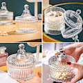 Miniatyrbillede 4 af 5: Sukkerskål med låg Dekorativ sukkerskål Krystal dækket sukkerskål Apotekerglas krukke Bryllup sukkerskål buffet krukke Teltformet fødevarekrukke (Klar)
