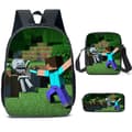 MINECRAFT Tryckt Ryggsäck 3-delat Set för Högstadieelever G style