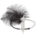 1920s Women's Headband Great Gatsby Inspired Feather Black