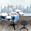 Pikkukuva 3 / 8: Pienille lapsille tarkoitettu kestävä ja iskunkestävä rumpusetti Irrotettava rumpuinstrumentti Bl Blue Three Drum Set Drum