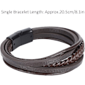 Miniatyrbillede 4 af 5: Vintage Fashion Armbånd, Retro Læder Flettet Armbånd, Messer for Venner Rejse Souvenirs Familie (Brun Læder Sort Spænde)