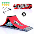 Miniatyrbilde 3 av 3: Mini skatepark for finger-skateboard, kombinasjon av leketøys-skatepark og rampe, skatepark-rampe, sti Style A