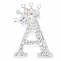 Miniatyrbillede 1 af 8: Modekrone 26 Initialer A til Z Krystal Rhinestone Broche Silver-A
