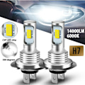 Miniatyrbilde 1 av 10: 2 stk H7 LED Bil Retrofit pærer DRL H4 frontlykter