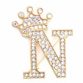 Miniatyrbillede 1 af 8: Modekrone 26 Initialer A til Z Krystal Rhinestone Broche Gold-N