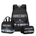 3D Minecraft Elevrygsæk Sæt – 3-delt Madkasse og Penalhus med Laptoplomme Style 4