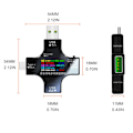 Pikkukuva 10 / 11: 1:ssä Type-C USB -testeri Värinäyttöinen digitaalinen yleismittari, USB-C jännitteen ja virran volttimittari ampeerimittari-ilmaisimet