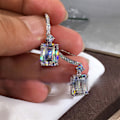 Miniatyrbilde 3 av 4: 4,20Ct Smaragdformet Moissanitt Ørepynt for Kvinner 14K Hvitt Gullbelagt