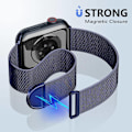 Miniatyrbild 4 av 5: Metallband kompatibelt med Apple Watch armband 40 mm 38 mm 41 mm Blå-WELLNGS Blå Blue 42/44/45/49mm