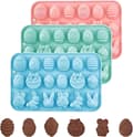 3 delar påsk silikon chokladformar rosa, grön och blå, påskägg hare silikonform, silikonform påsk, med 18 håligheter silikonformar