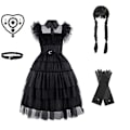 Miniatyrbilde 1 av 2: Jentekjole cosplay Wednesday Brigitte prinsessekjole blonder søm puff ermer barn Wednesday 9 deler Wednesday 9pcs 110