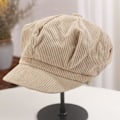 Miniatyrbilde 5 av 5: Visir Beret Lue Retro Britisk Stil Spiss 8 Panel Kuldebestandig Kordfløyel Dame Åttekantet Avisgutthelse Malerhatt Camel