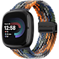 Pikkukuva 1 / 4: Punotut rannekkeet yhteensopivat Fitbit Versa 4/Fitbit Versa 3/Sense 2/Sense 1:n kanssa, pehmeä venyvä elastinen nylon urheiluranneke naisille ja miehille (Denim Blue)