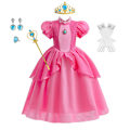 Miniatyrbilde 1 av 2: Jentekjole cosplay Wednesday Brigitte prinsessekjole blonder søm puff ermer barn Mario 5 deler Mario 5pcs 140