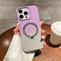 Miniatyrbillede 1 af 5: Gradientfarve Magsafe Etui Kompatibel med Iphone 15 Pro Max Blødt Tpu Cover med Magnetisk Usynlig Stativ Lilla-Grå Purple-Gray For iPhone 15 Pro Max