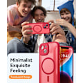 Miniatyrbild 7 av 7: Magnetiskt Skal för iPhone 16 Pro Max med Fullständigt Kameraskydd [MagSafe-kompatibelt] [Transparent Matt] Skyddande Mobilskal, Hot Pink Röd Red iPhone 14