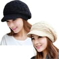 2-pack Dam Vinter Varm Stickad Mössa Slouchy Beanie med Skärm