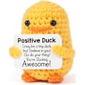 Miniatyrbillede 1 af 4: Inspirerende Hæklet Positiv And – Håndlavet Mental Sundhed Følelsesmæssig Opmuntring Støtte Sjove Gaver til Kvinder Fødselsdag Jul