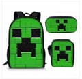 MINECRAFT Tryckt Ryggsäck 3-delat Set för Högstadieelever 9