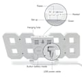 Miniatyrbillede 4 af 4: LED Digital Vægur med Glødende Nattilstand Justerbar Elektronisk Bordur Vægur Dekoration Stue LED Ur White