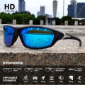 Miniatyrbilde 3 av 8: Polariserte Sportsolbriller for Menn Kvinner Kjøring Sykling Fiske Solbriller 100% UV400 Beskyttelse Black Frame-Blue Mirror Lens
