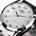 Miniatyrbillede 1 af 5: Automatisk mekanisk armbåndsur til mænd i rustfrit stål med daglig kalender - Business ur i trendy design A2