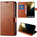 Miniatyrbillede 1 af 4: Etui til iPhone 16 Pro Max, Wallet Case Stødsikker Anti-Ridse PU Læder Brun