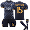 Miniatyrbillede 1 af 4: 2023-2024 Real Madrid Børneudebanetrøje Nr. 15 Valverde Nr. 15 22 Nr. 15 No. 15 22