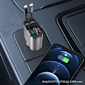 Miniatyrbillede 2 af 3: 120W Trækkelig Billader 4 i 1 Billader Adapter med Trækkelige Kabler og USB/USB-C Porte Kompatibel med iP-hone, Android, Samsung Galaxy