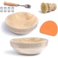 Miniatyrbilde 1 av 5: Brødhevingskurvsett, surdeigsbrødbakingsutstyr, surdeigsbrødkurv for surdeig, brødbakeutstyr, bakeverktøy og -utstyr - Rou