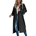 Miniatyrbild 1 av 4: Loalirando - Trenchcoat Dubbelknäppt Klassisk Lång Jacka Vindtät Höst Vårjacka black XXL